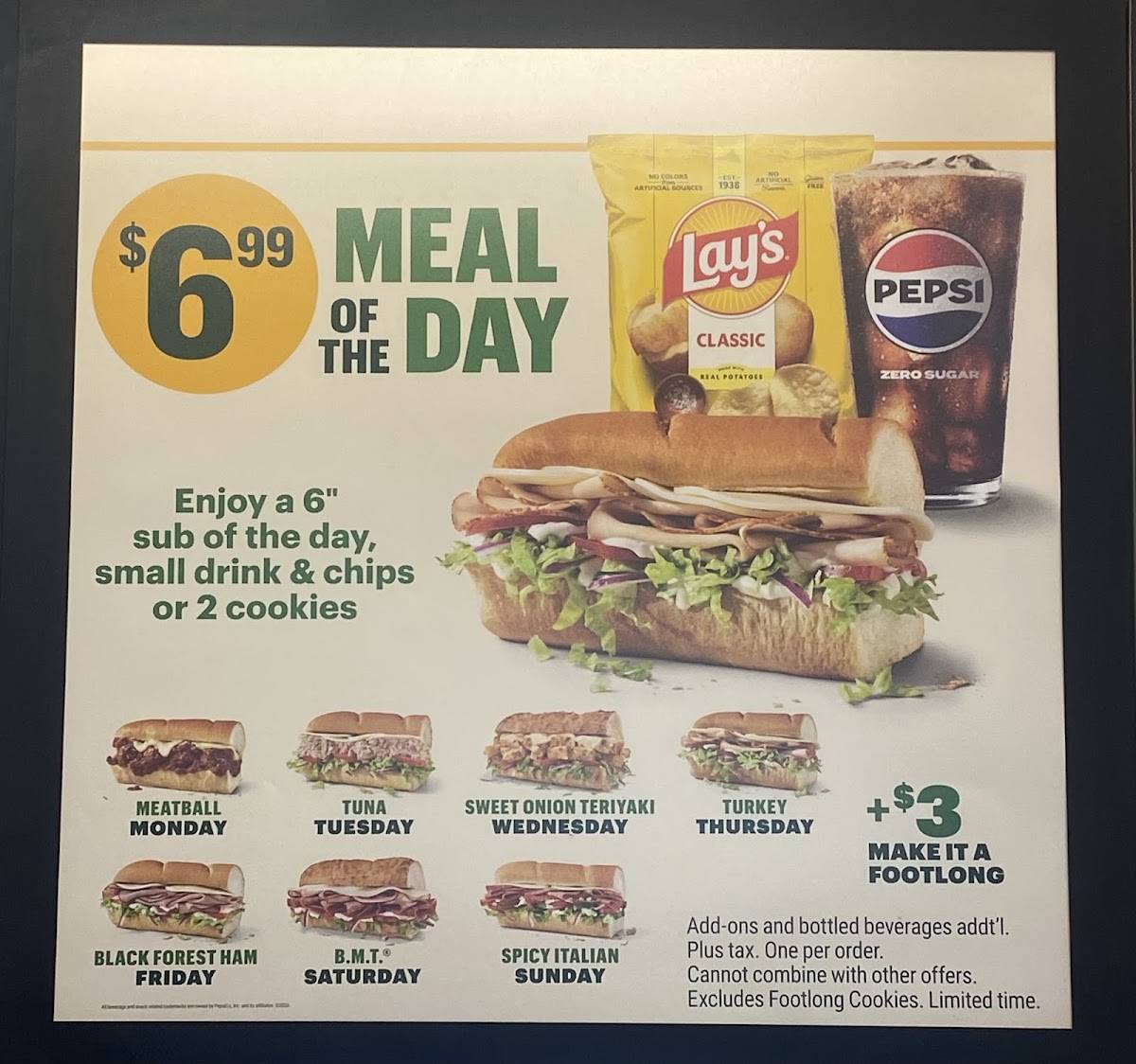 Subway меню