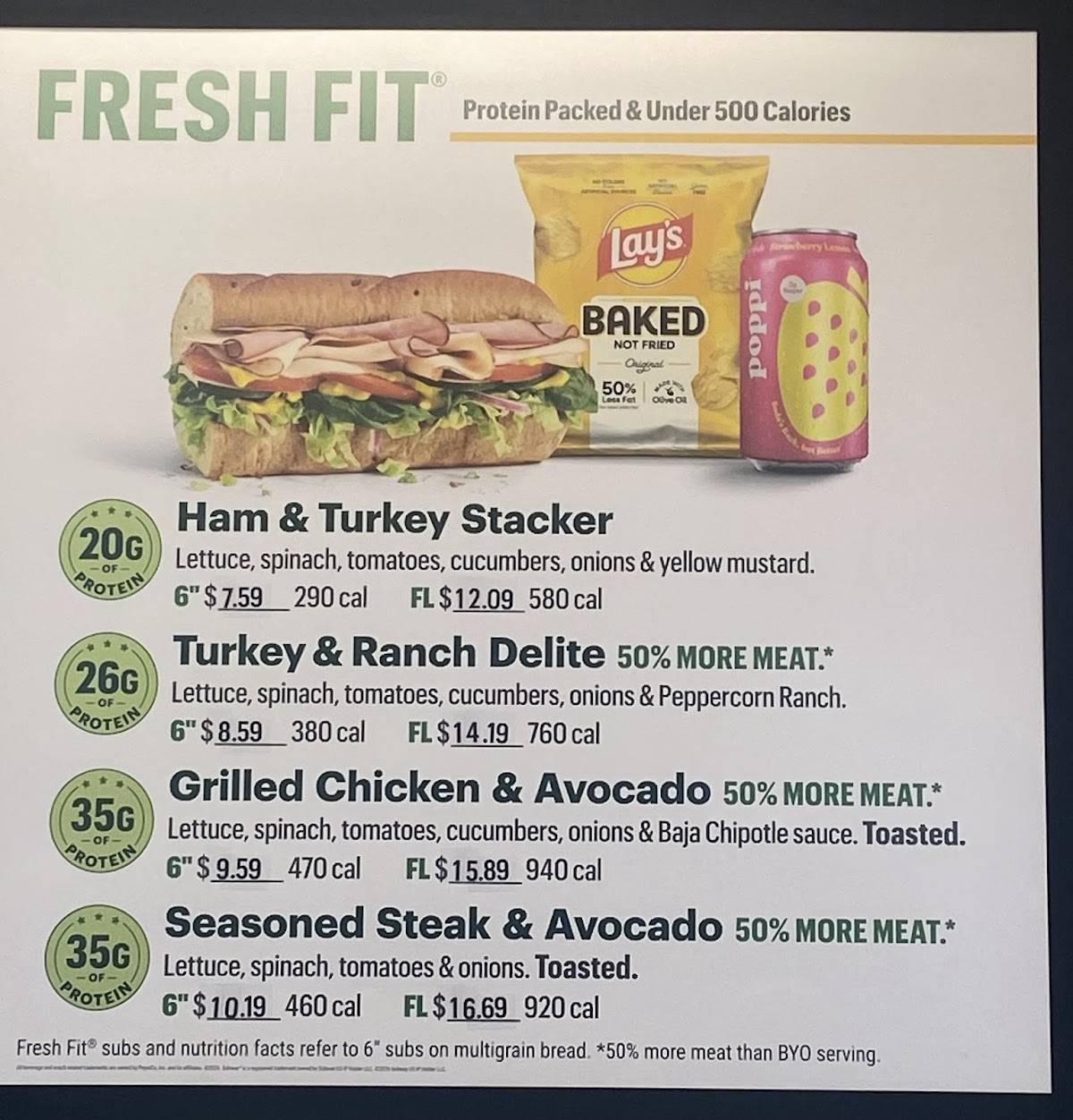Subway меню