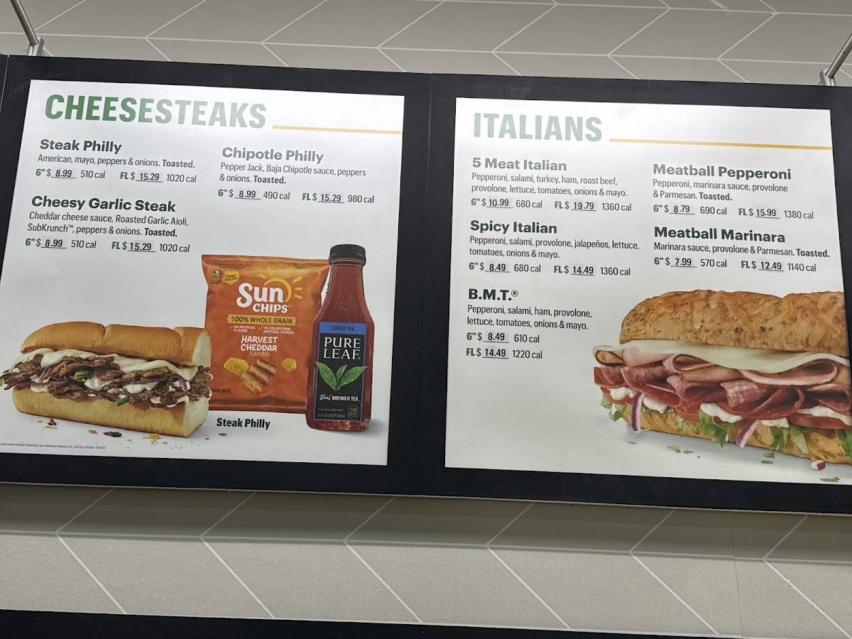 Subway меню
