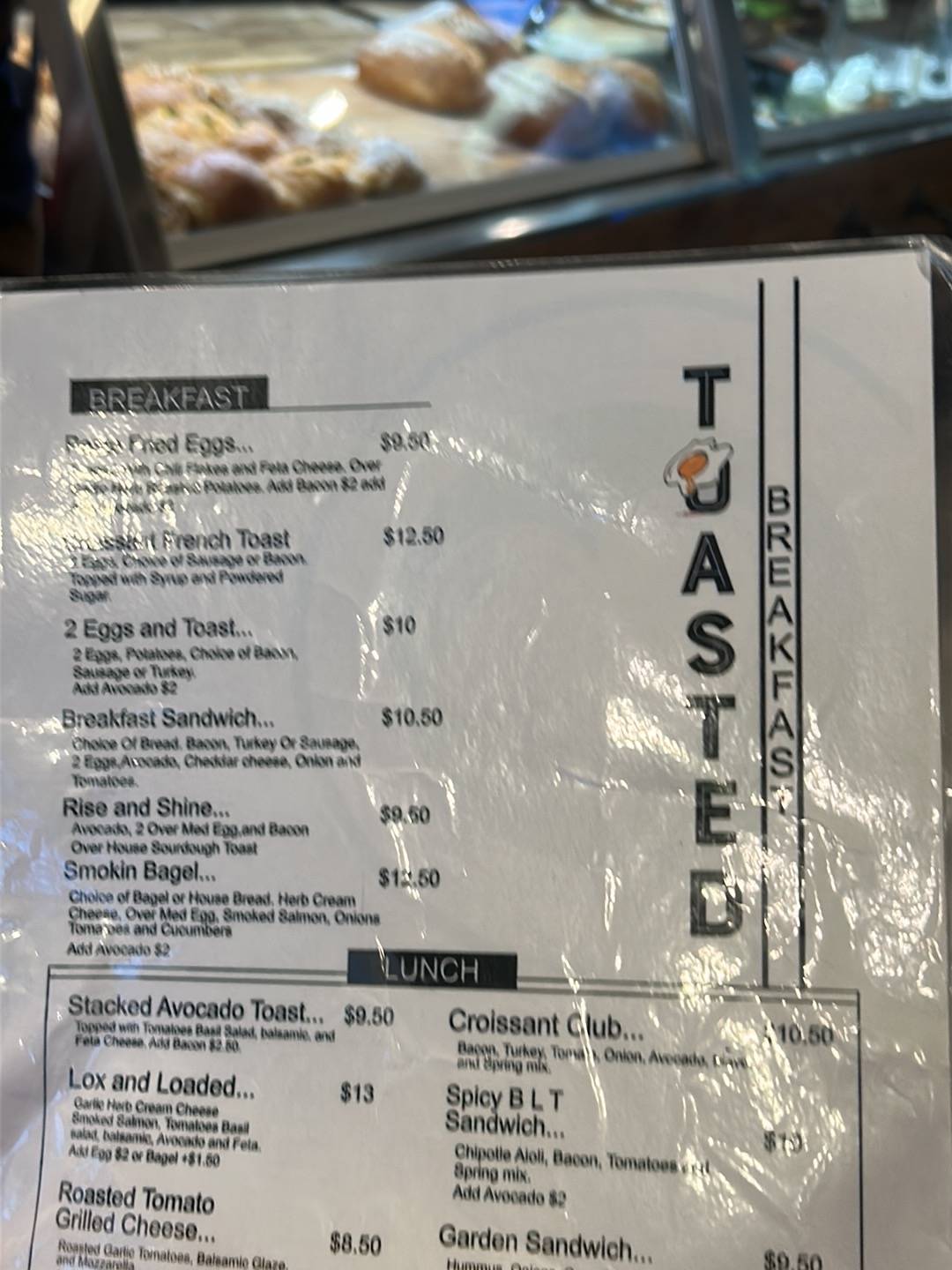 TOASTED INC меню