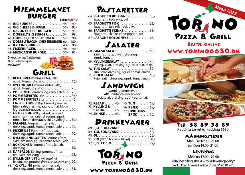 TORINO PIZZA &GRILL меню