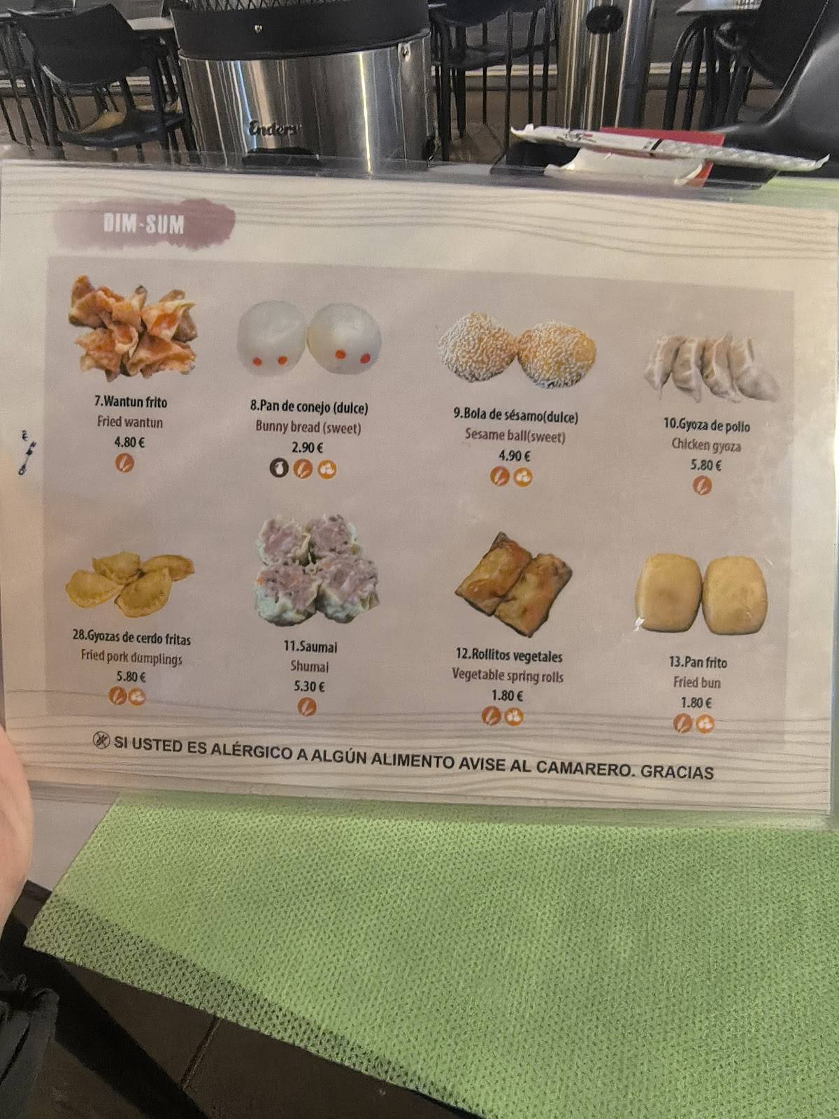 TRESSOL меню