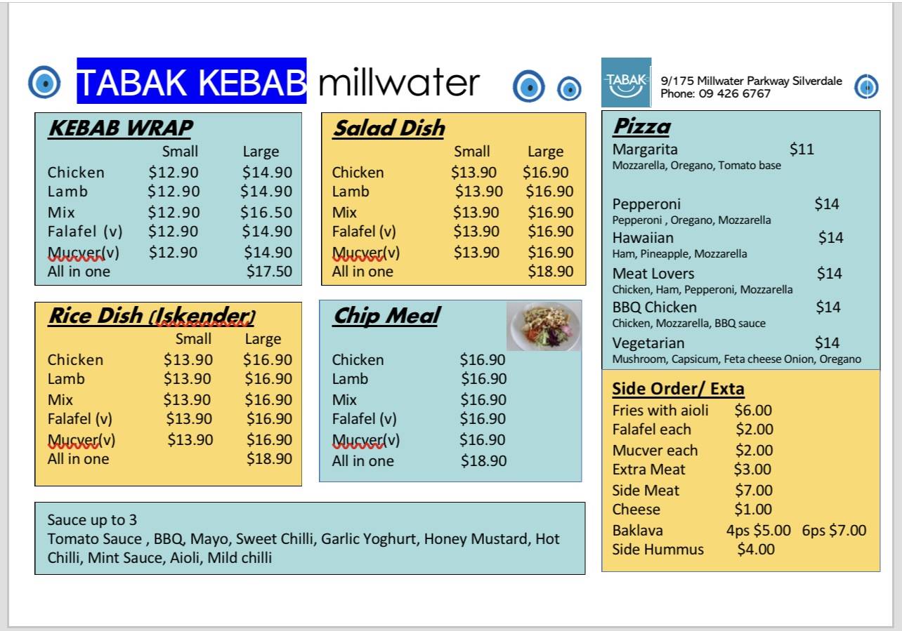Tabak Takeaways меню