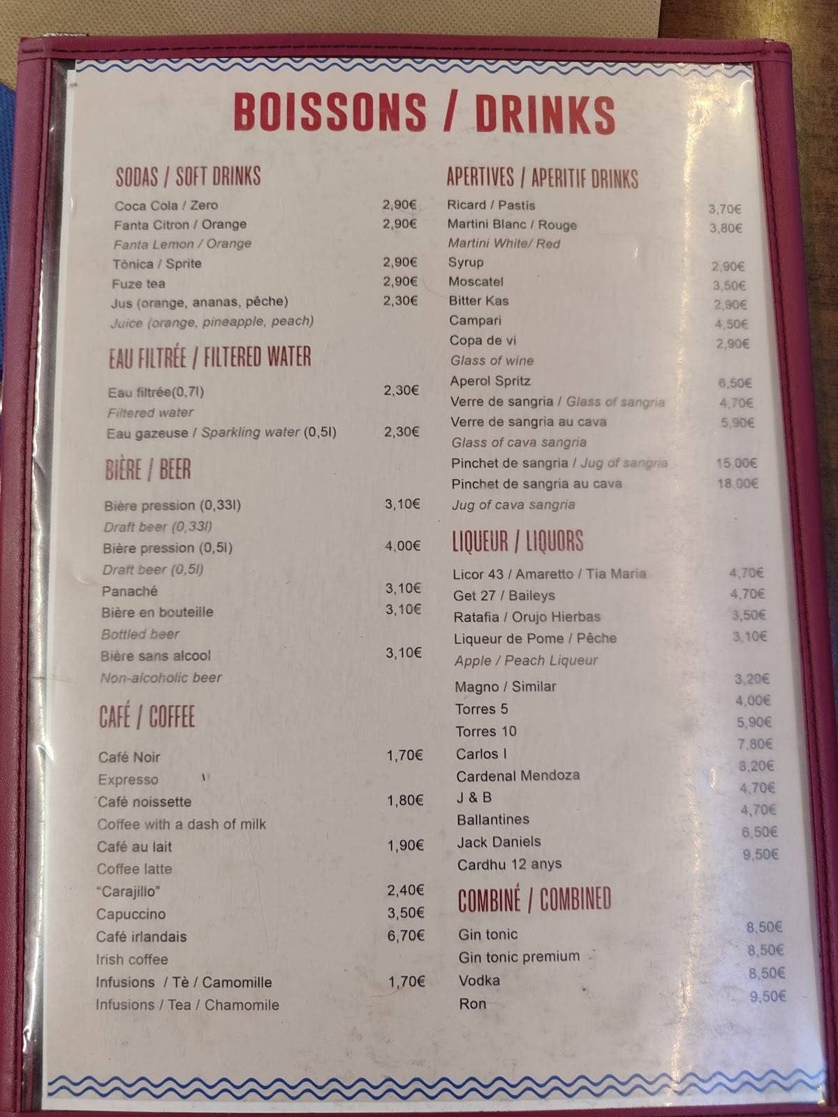 Taberna Las Tablas меню