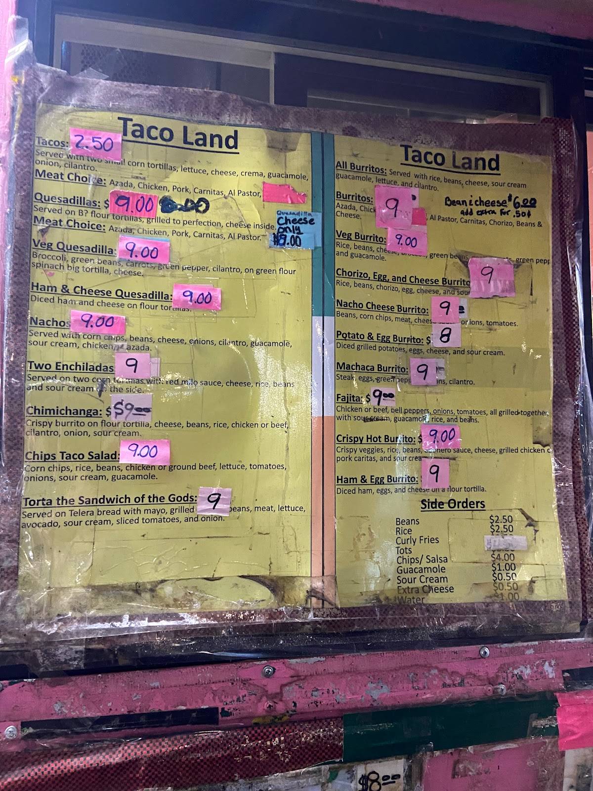 Taco Land меню