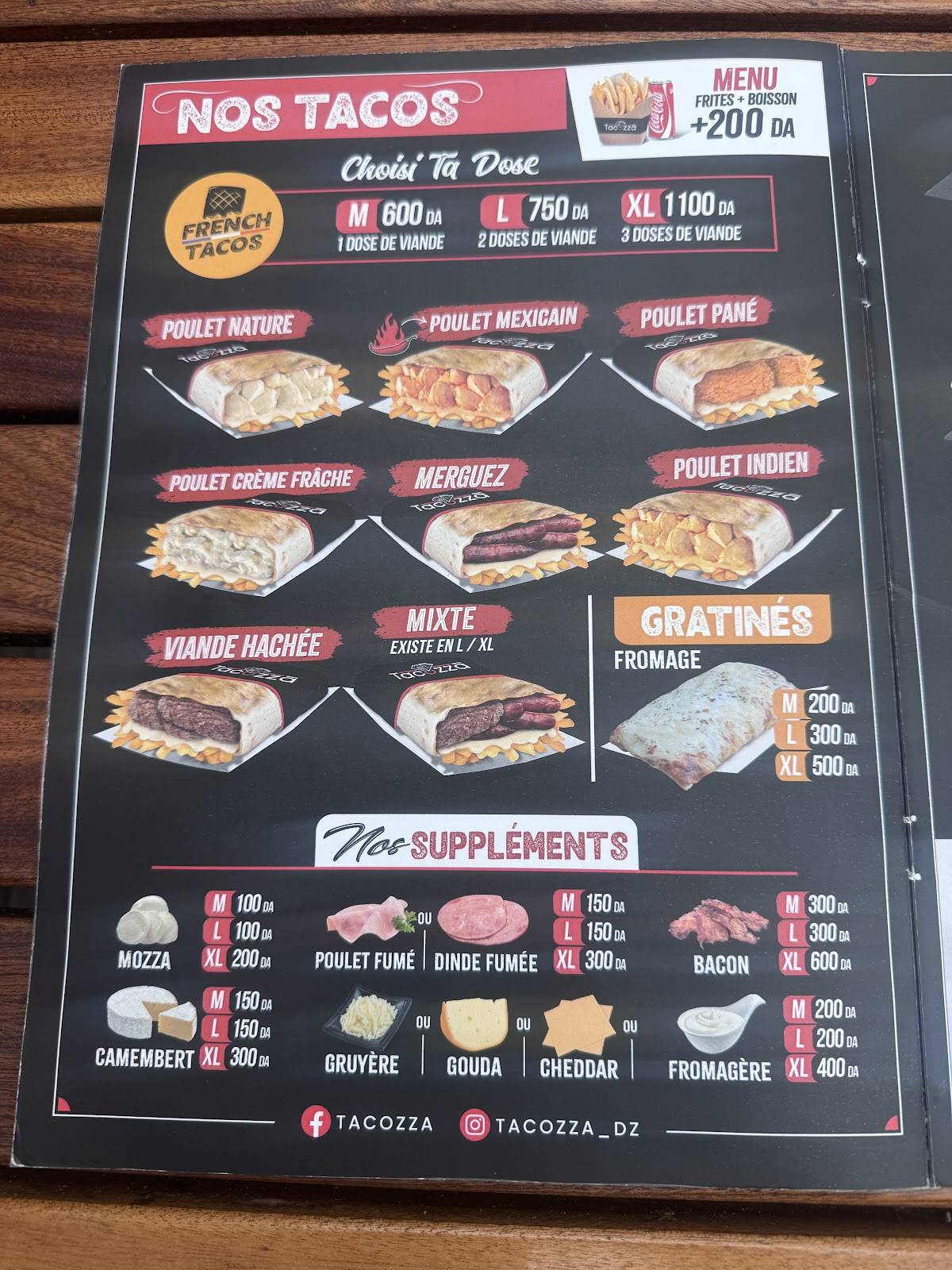 Tacozza меню