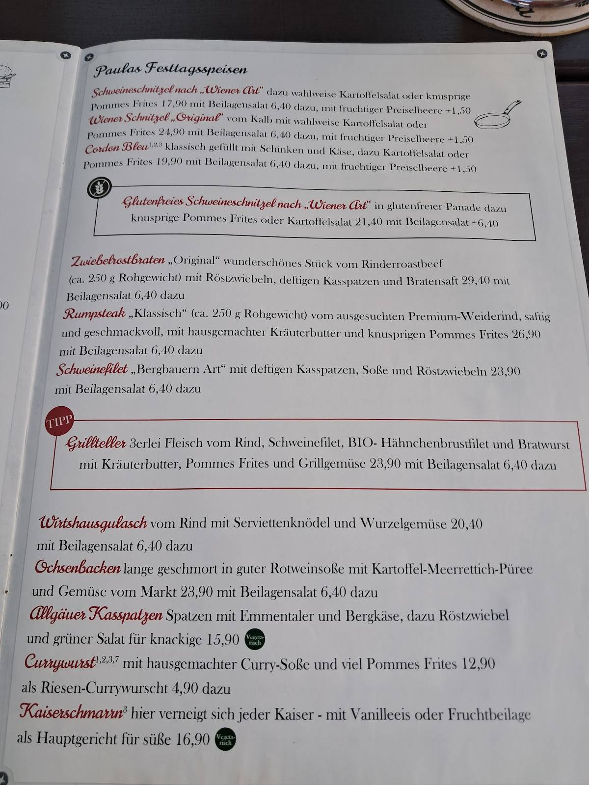 Tante Paula im Mail-Keller меню