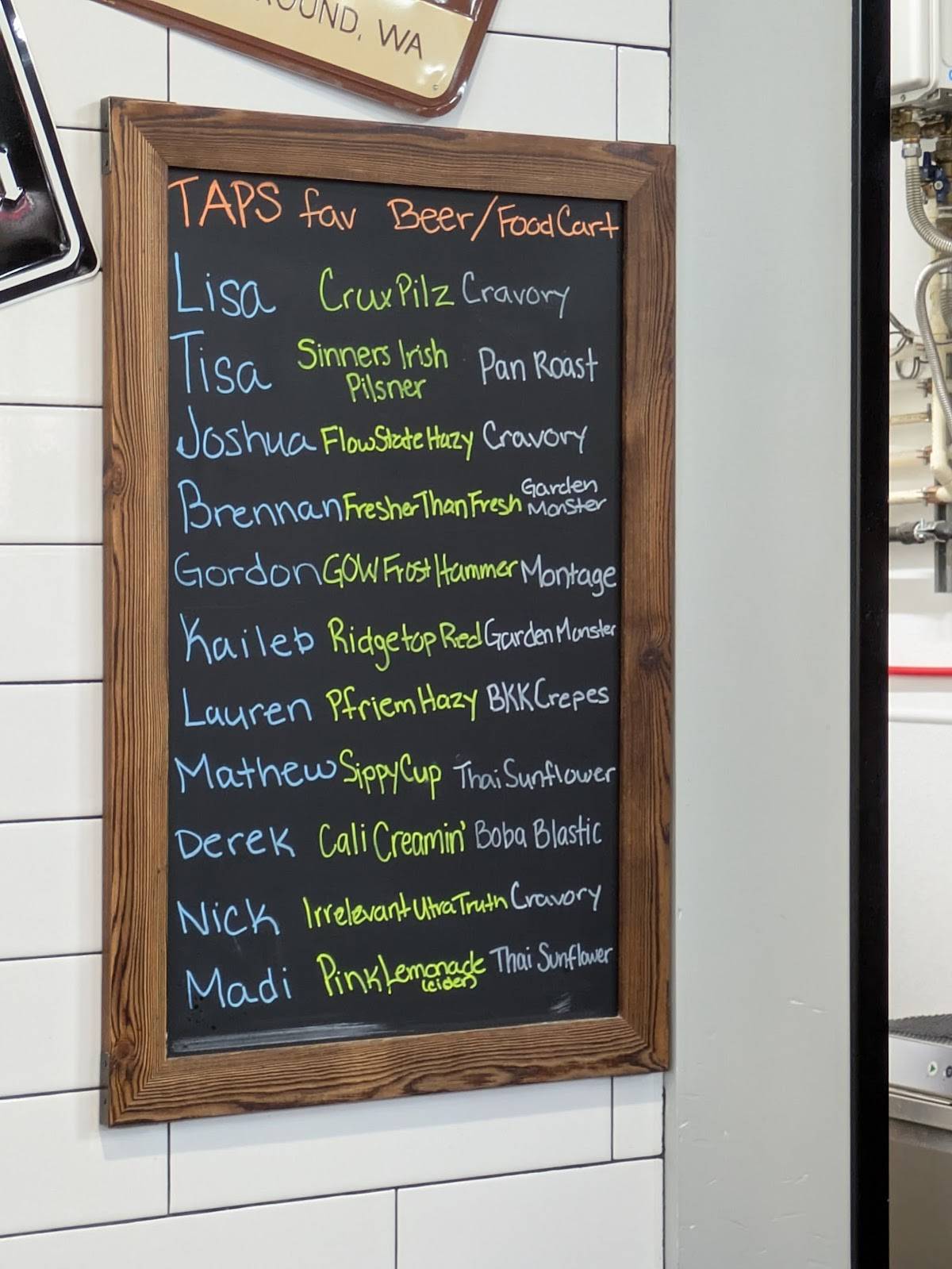 Taps at Oak Tree Station меню