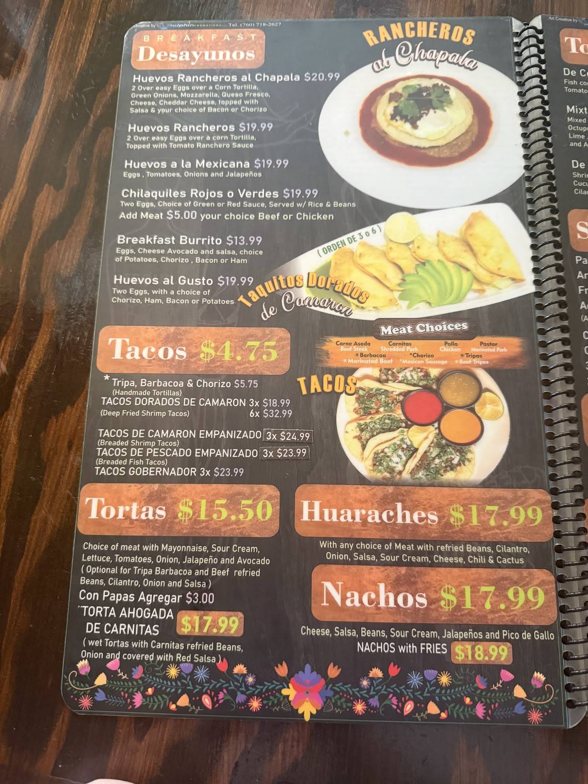 Taqueria Y Mariscos Chapala меню
