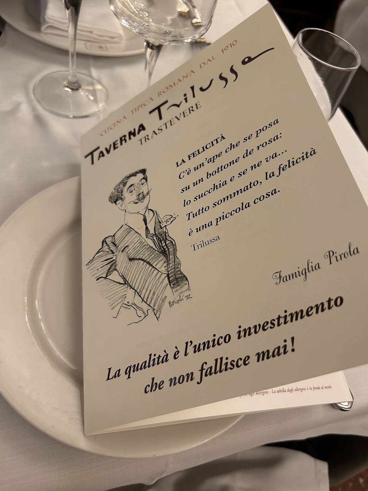 Taverna Trilussa меню