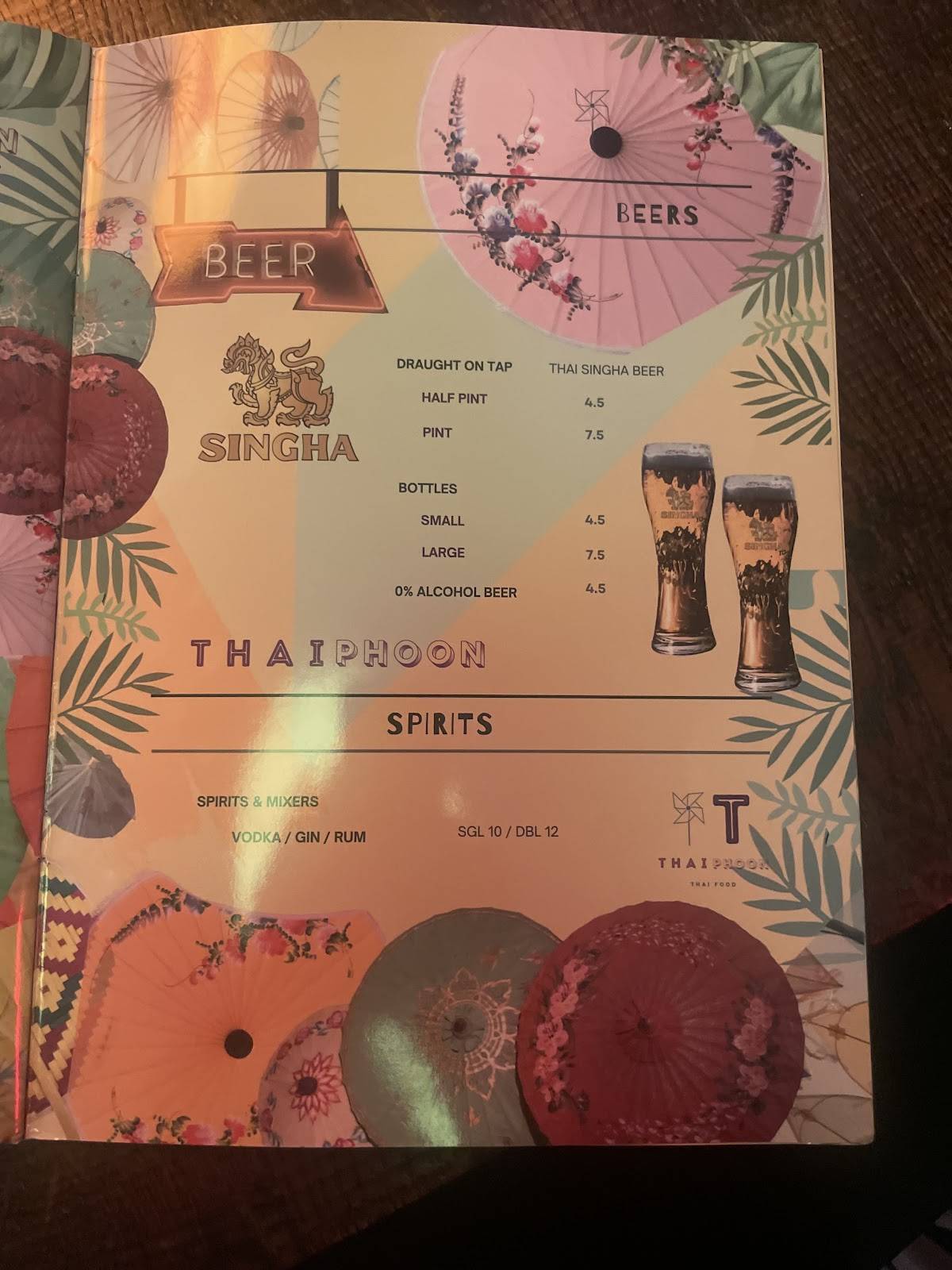 Thaiphoon меню