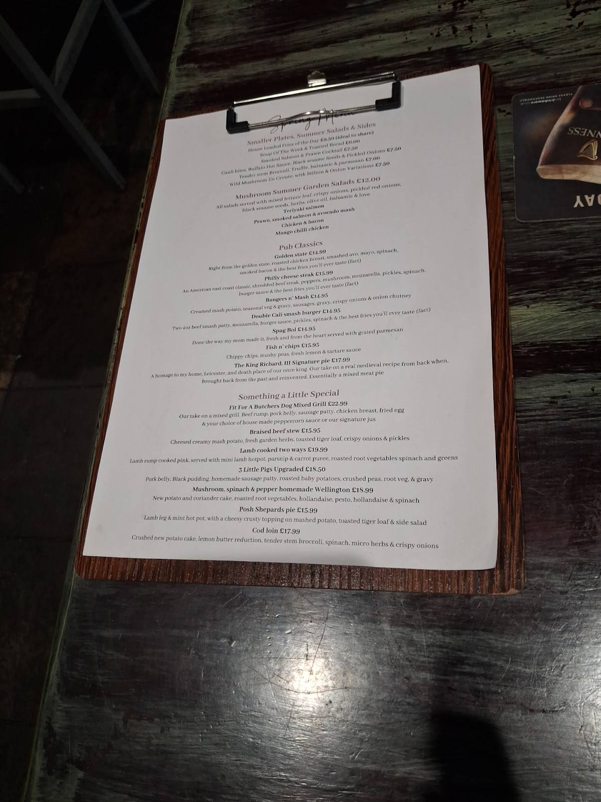 The Anker Inn Weddington меню