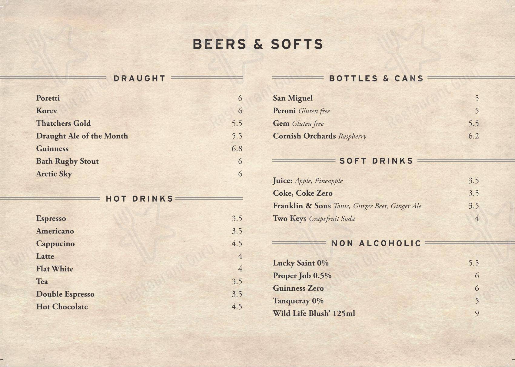 The George on George Street в Бате - Ночное меню