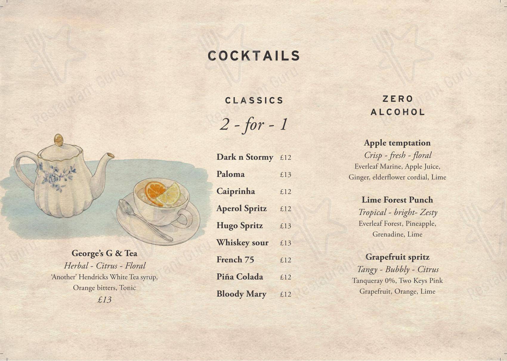 The George on George Street в Бате - Ночное меню