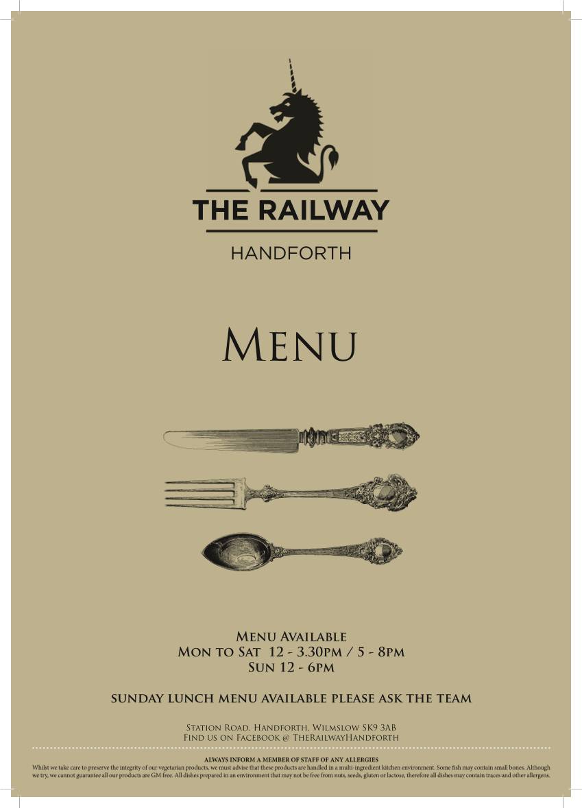 The Railway, Handforth меню