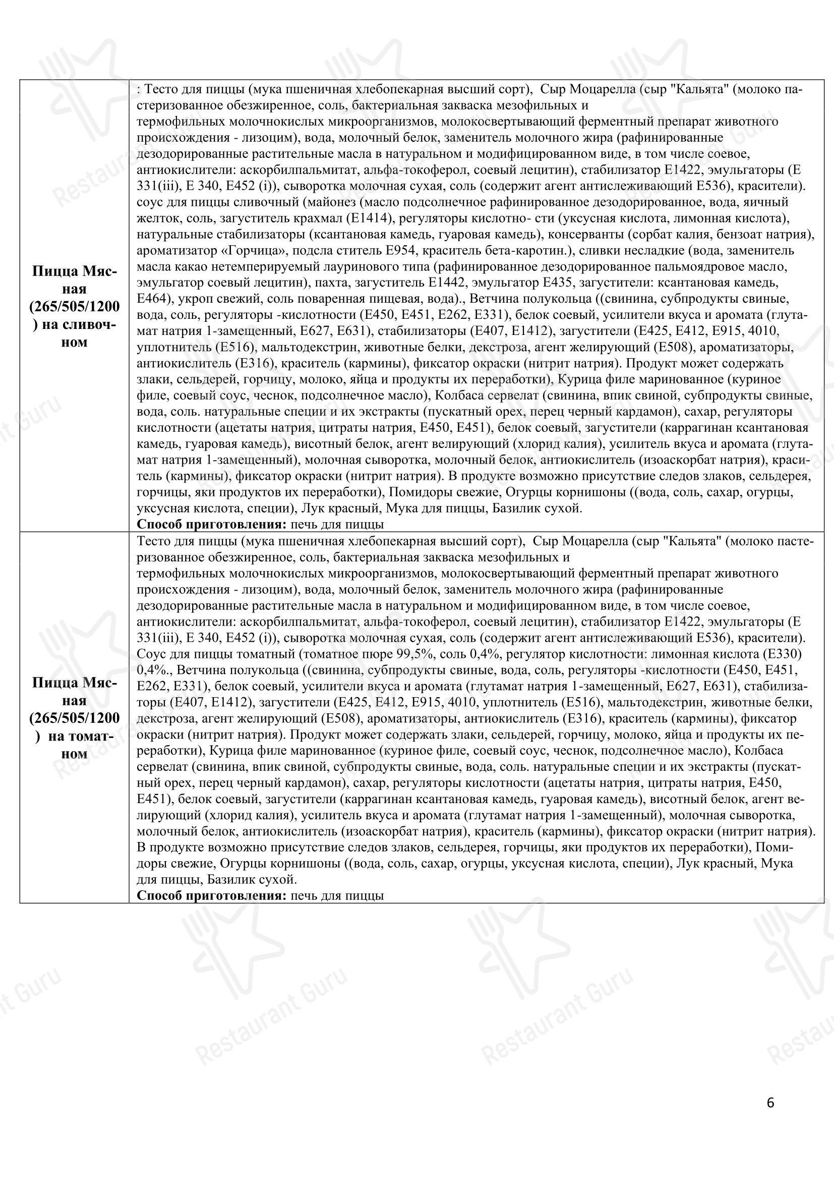 Меню ресторана Томато - Меню напитков