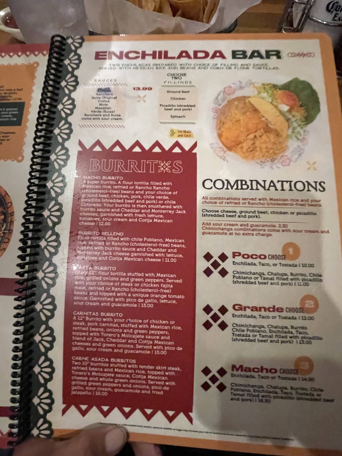 Torero's Mexican Restaurant меню