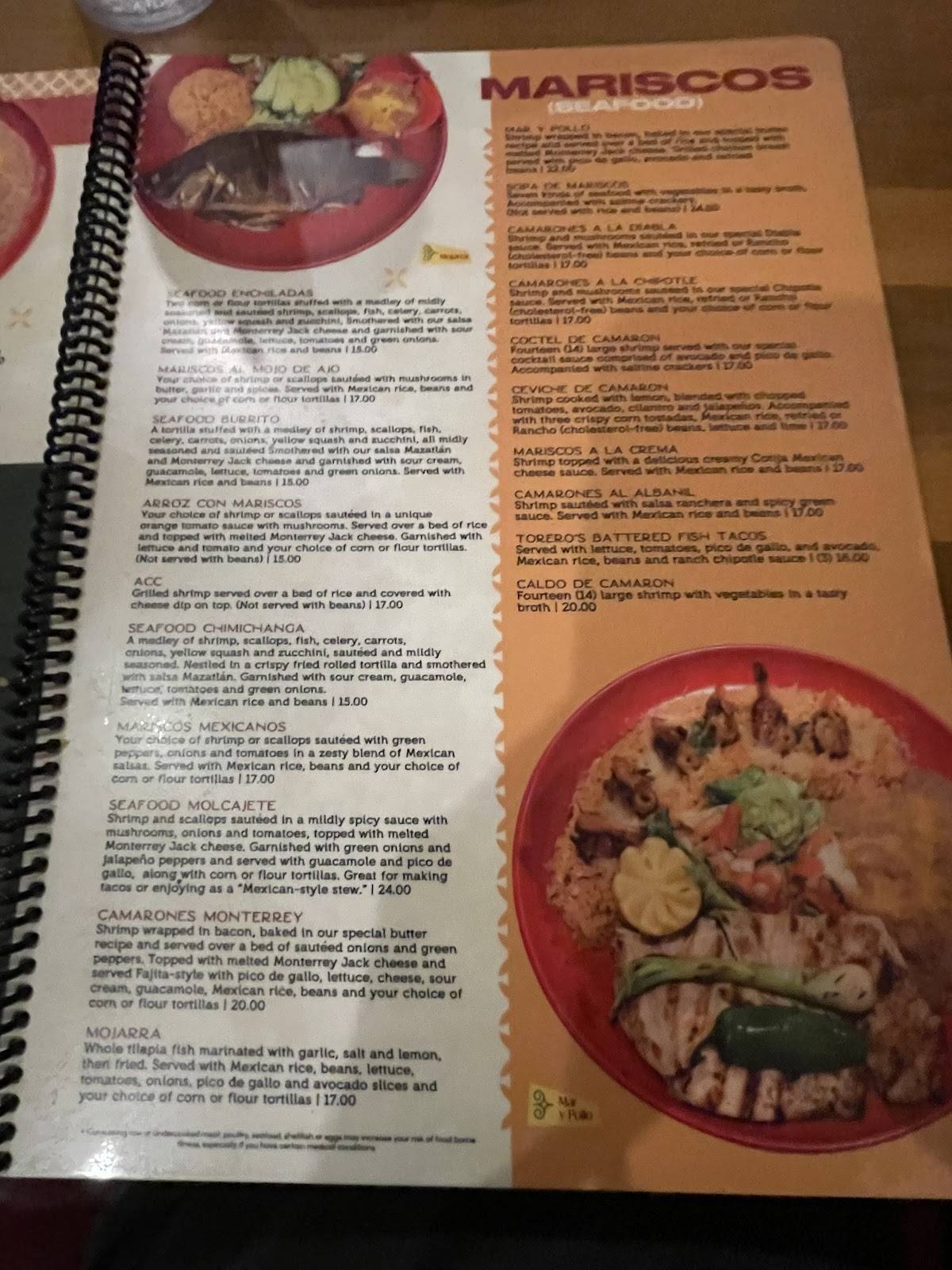 Torero's Mexican Restaurant меню