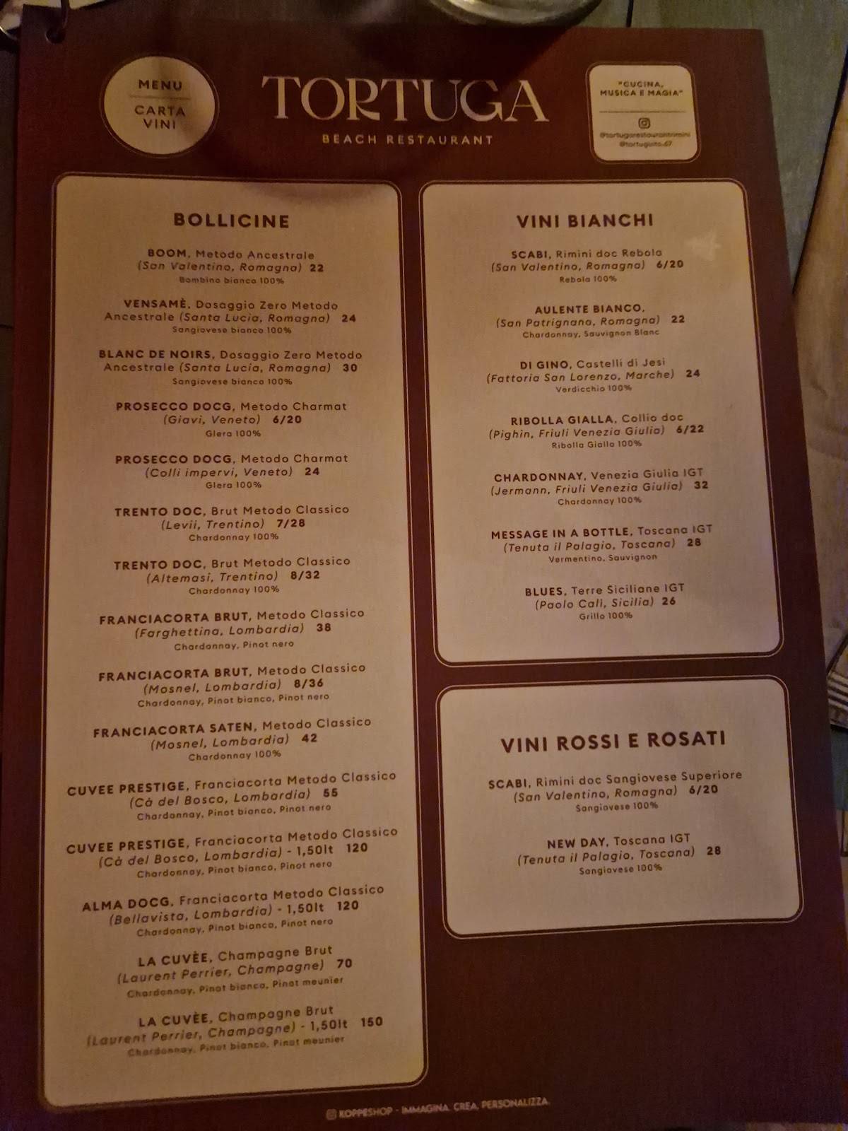 Tortuga Beach Restaurant меню