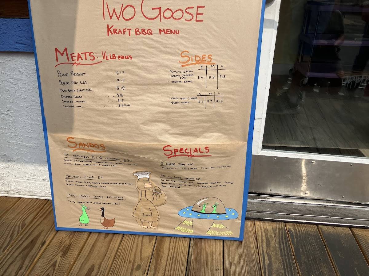 Two Goose меню