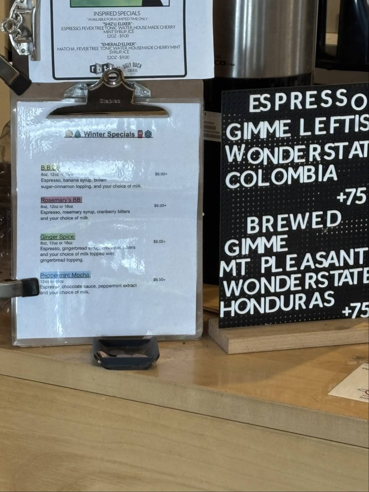 Ugly Duck Coffee меню