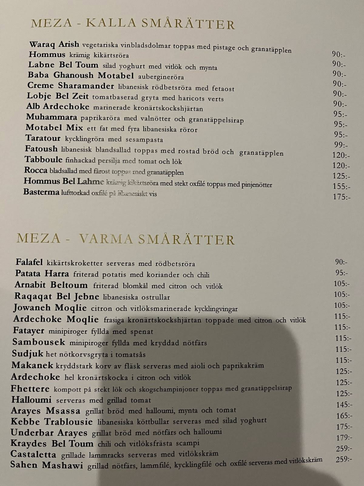 Underbar Visby меню