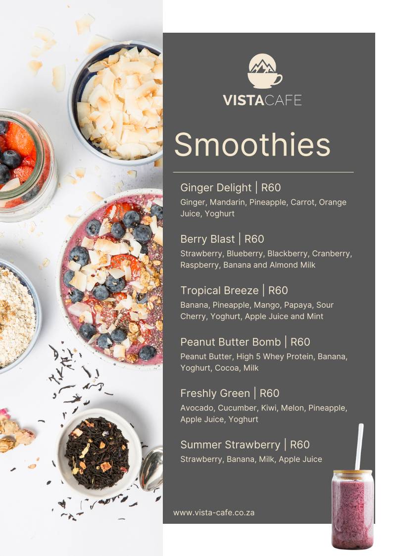 Vista Cafe меню