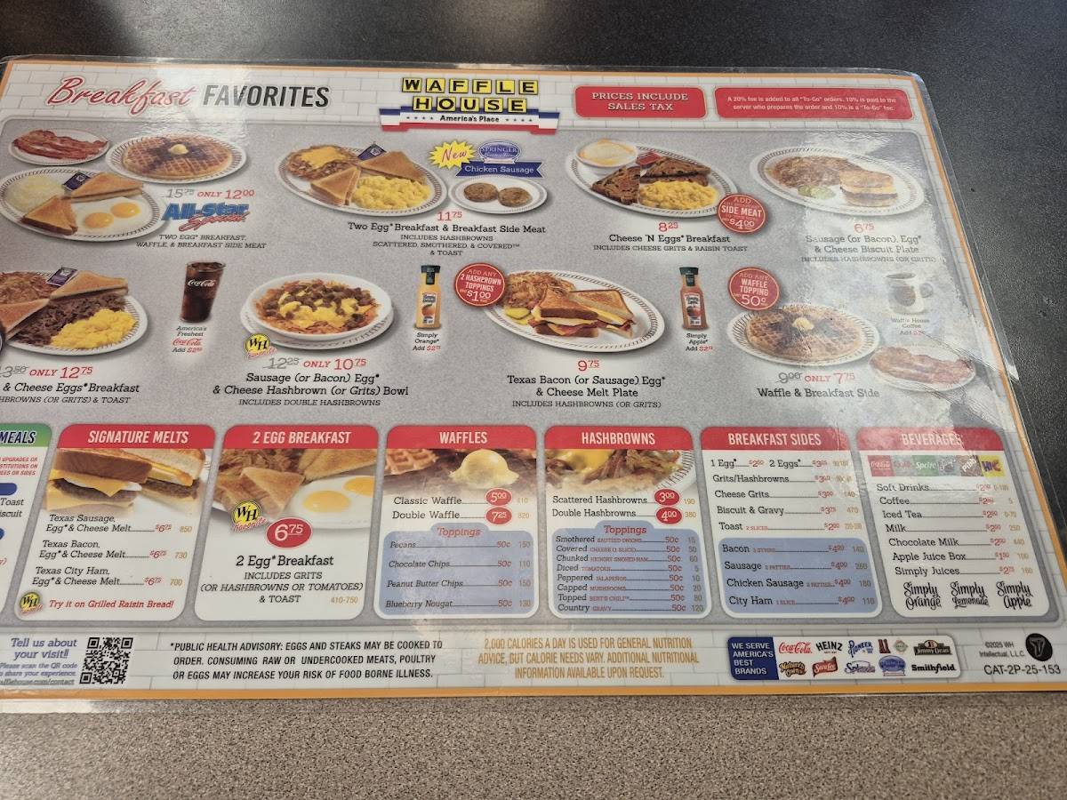 Waffle House меню