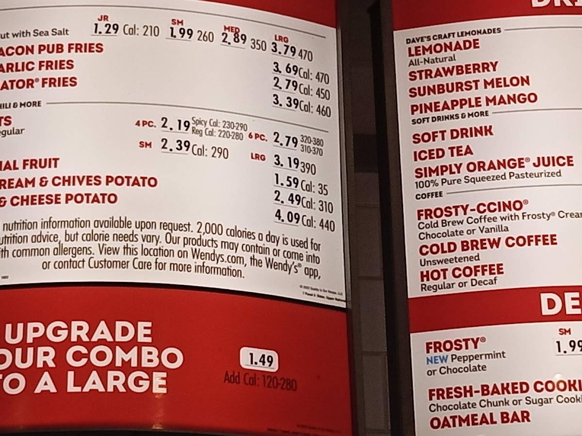 Wendy's меню