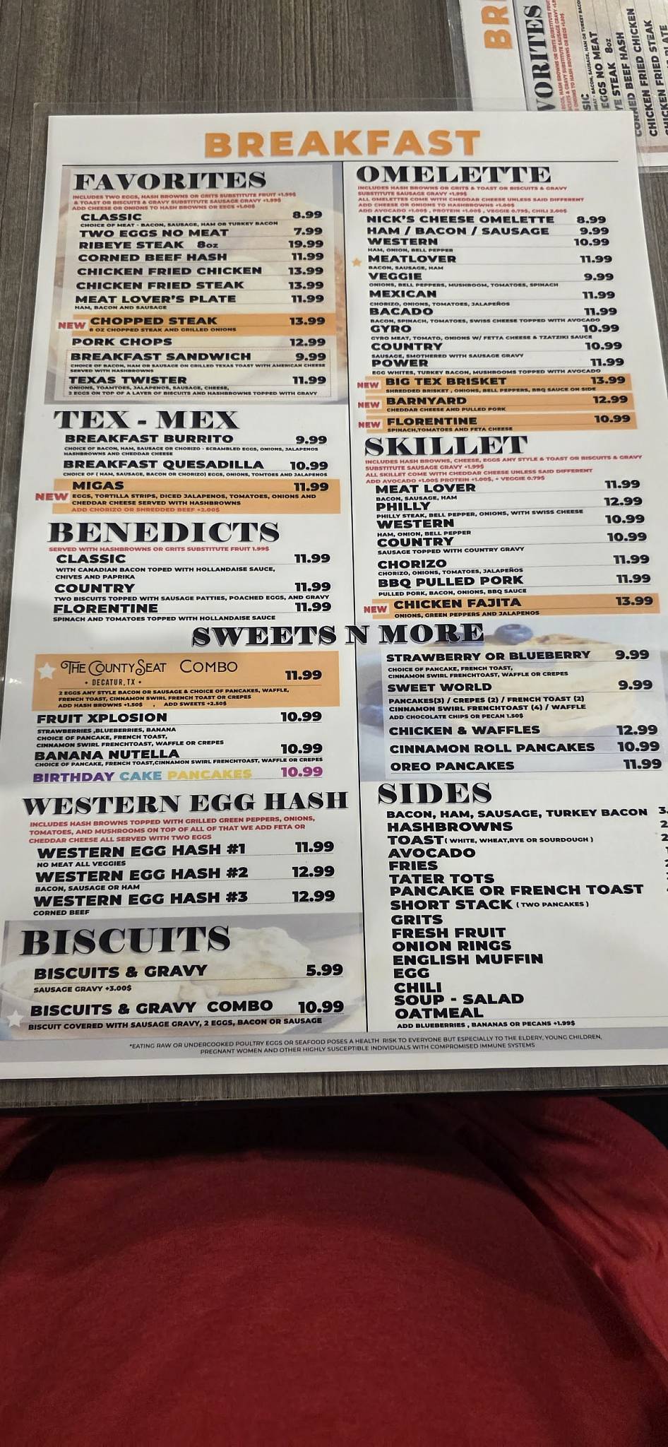 Western Egg меню