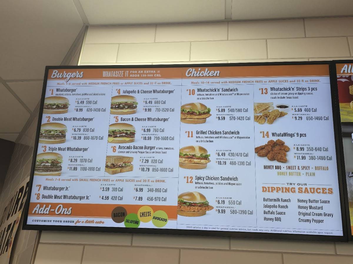 Whataburger меню