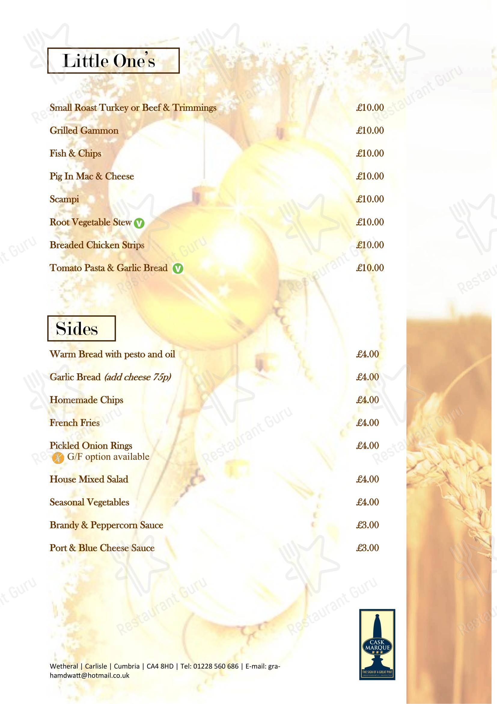Wheatsheaf Inn в Карлайле - 菜单