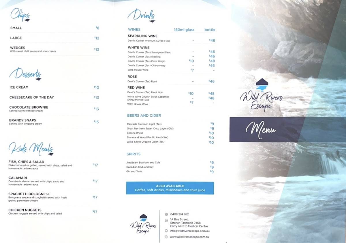 Wild Rivers Escape Restaurant меню