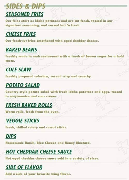 Wingstop меню