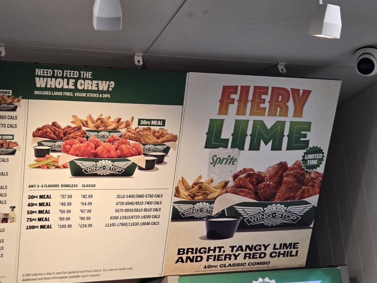 Wingstop меню