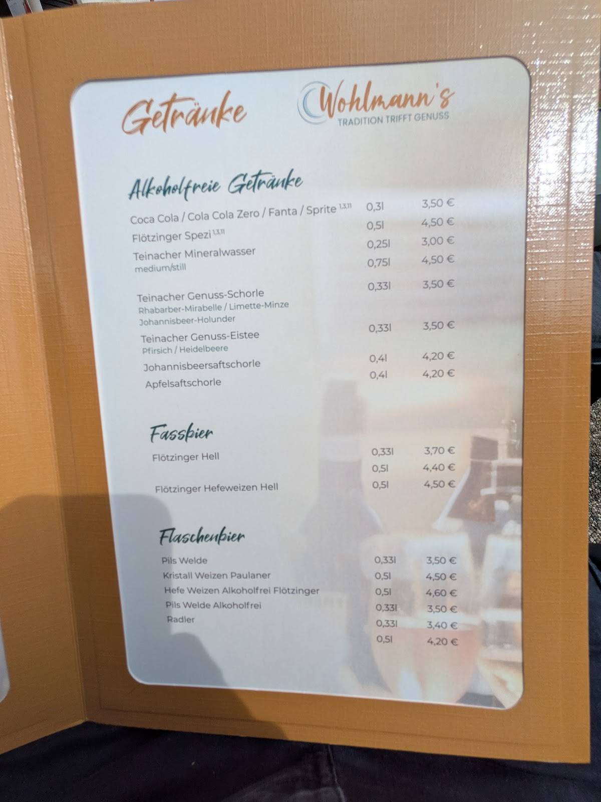 Wohlmann's меню