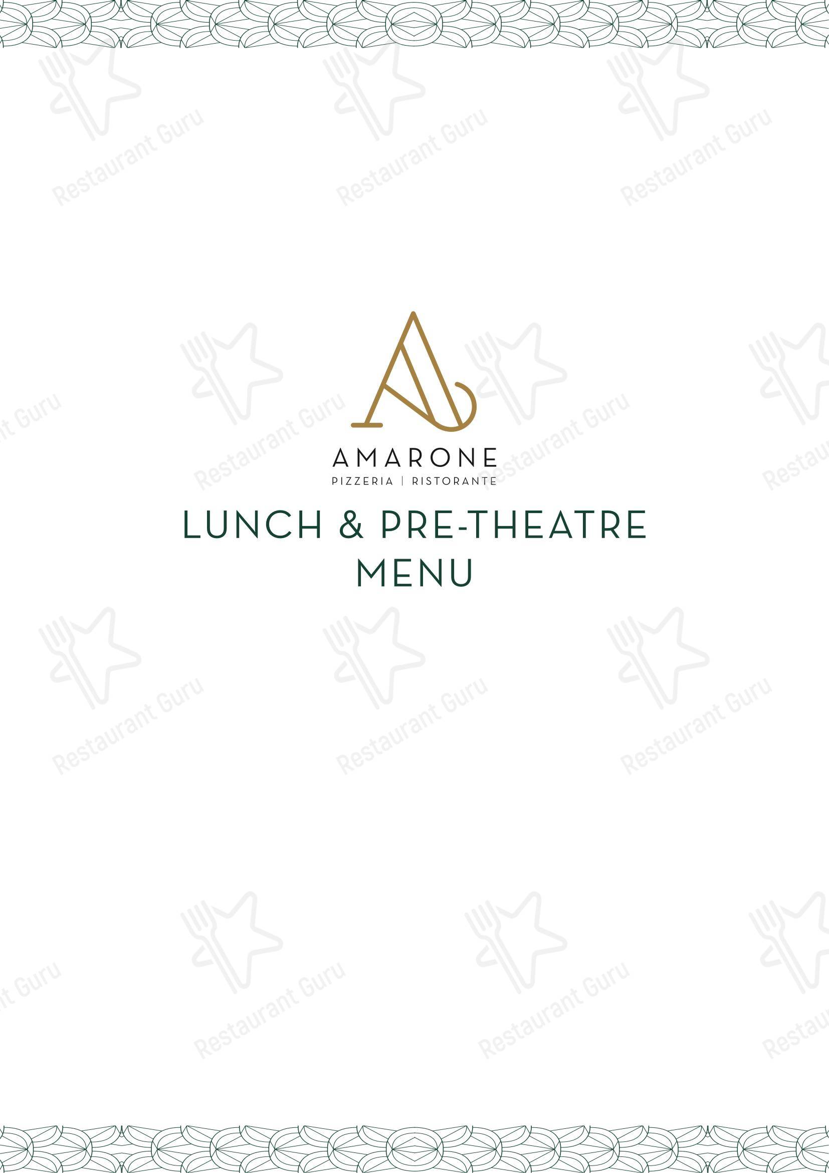 Restaurant Menu паба и бара Amarone
