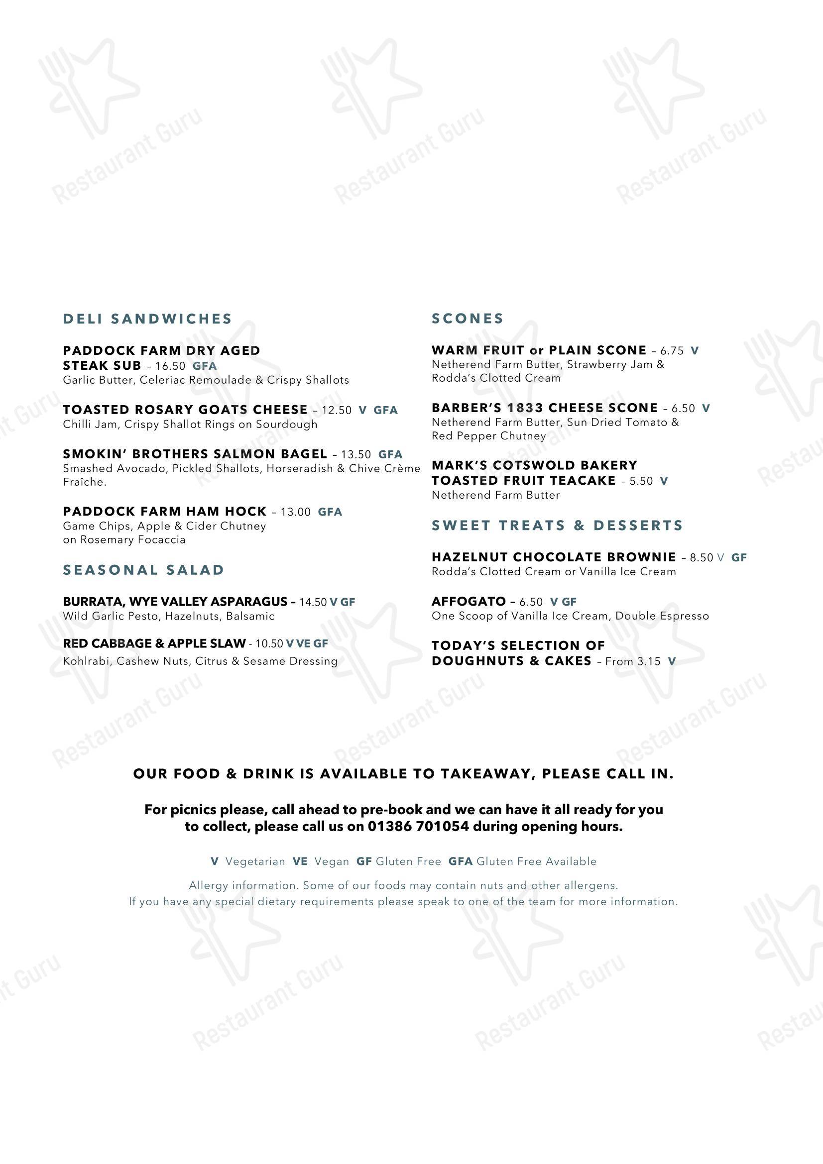 Lunch Menu кафе Blockley Café