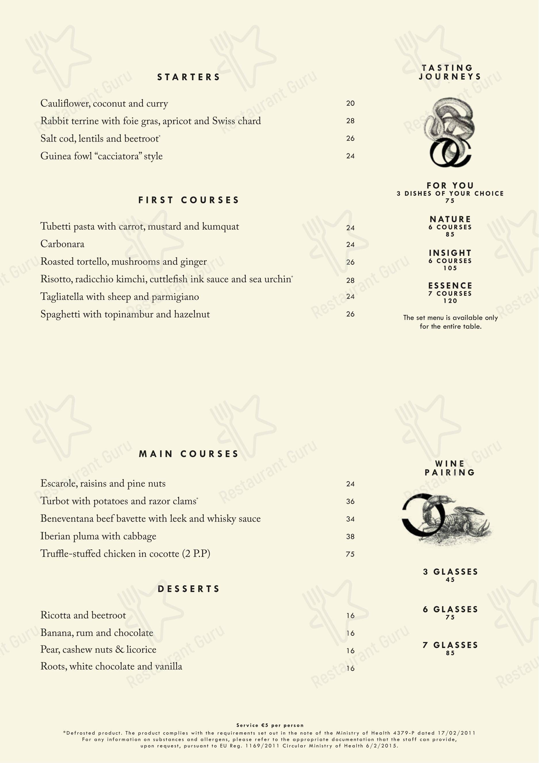 菜单 ресторана CAMPOCORI Restaurant в Риме