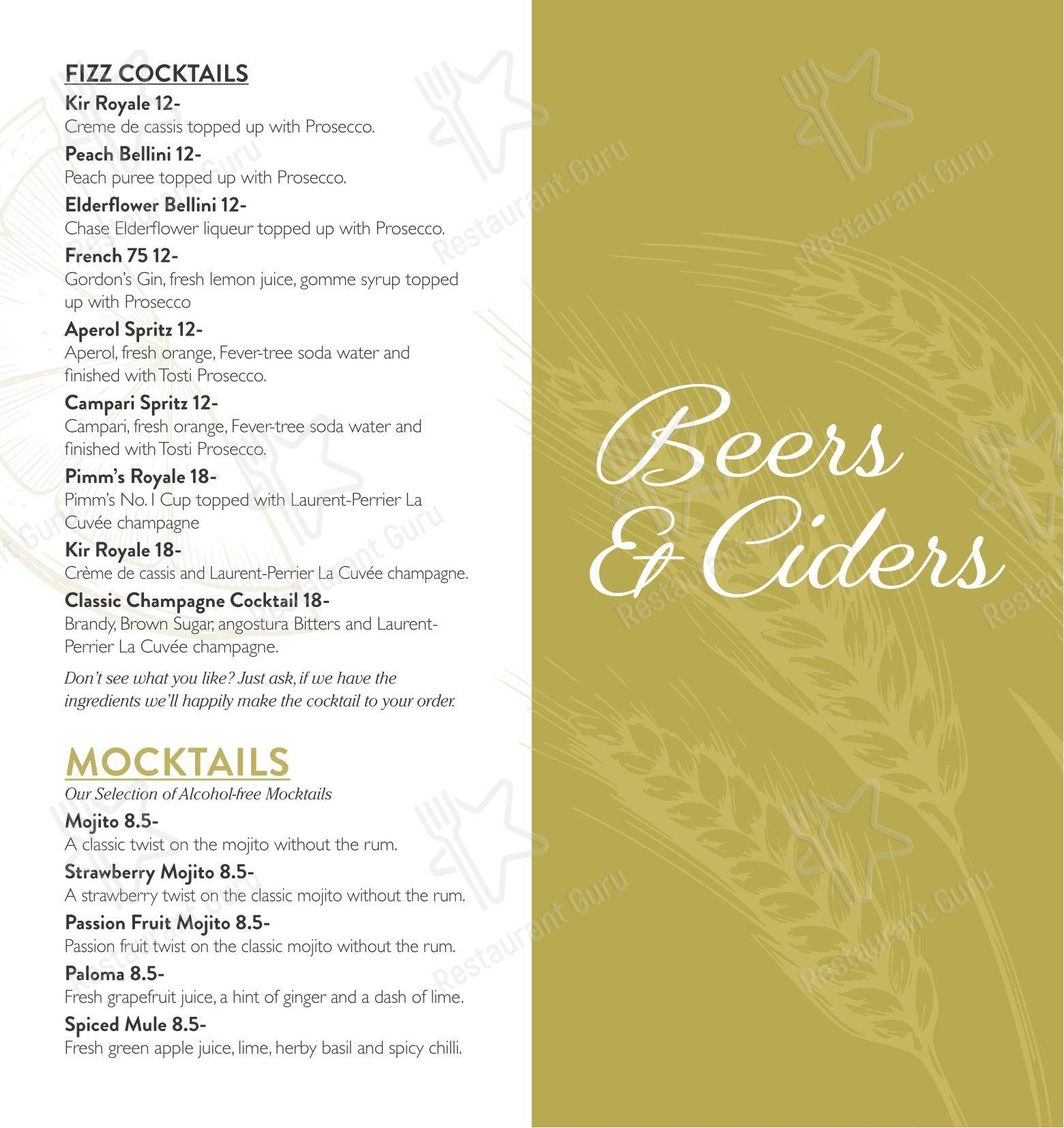 Dinner Menu ресторана Café Nucleus Rochester в Рочестере
