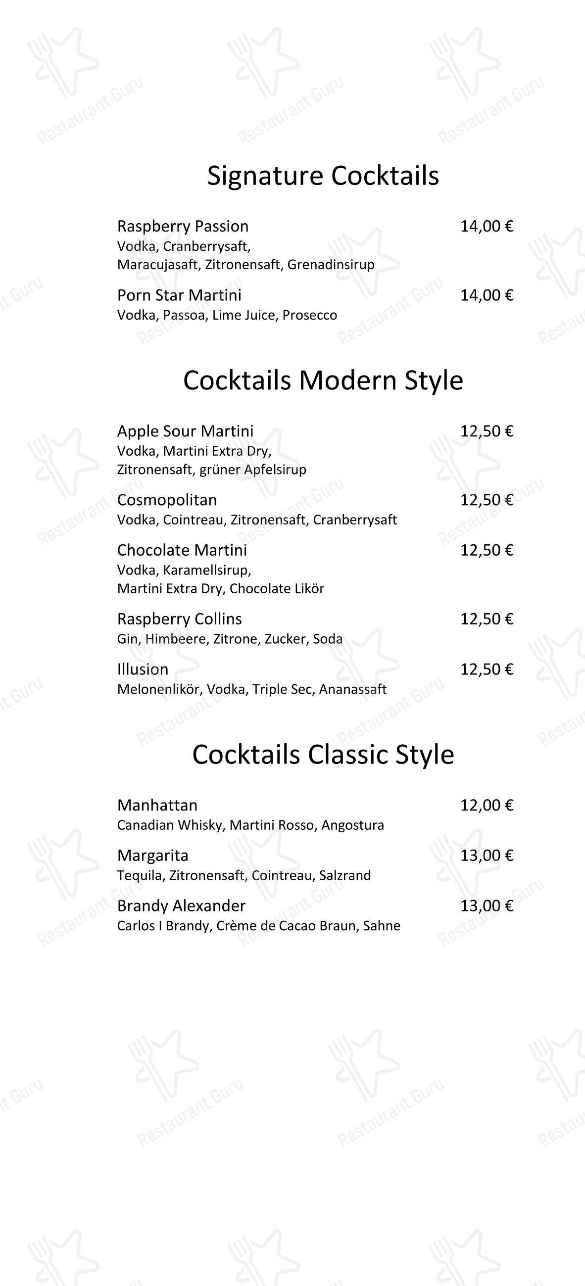 Меню паба и бара Kamin Bar в Ростоке