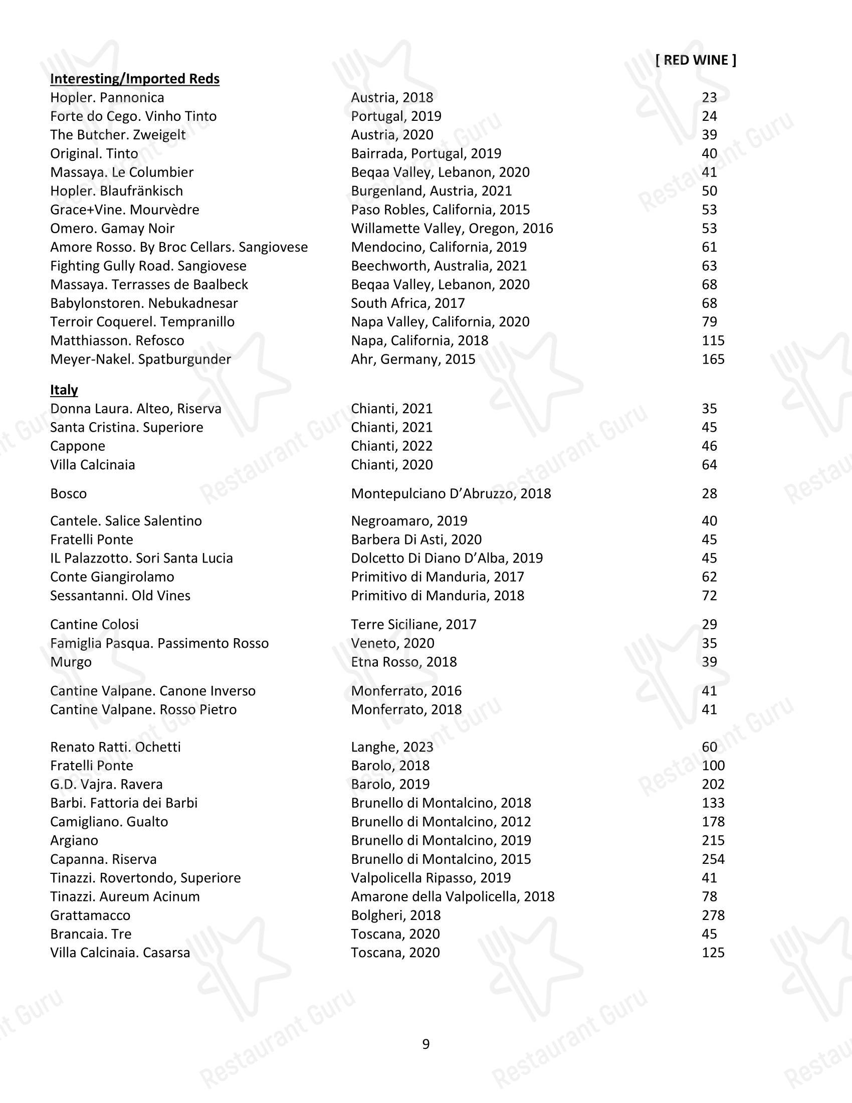 Меню ресторана Local 463 - Wine Menu