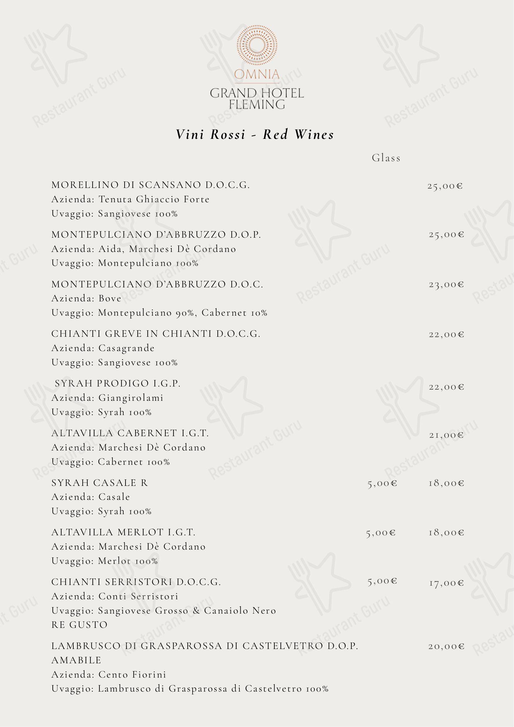 Меню ресторана Ristorante Gray's