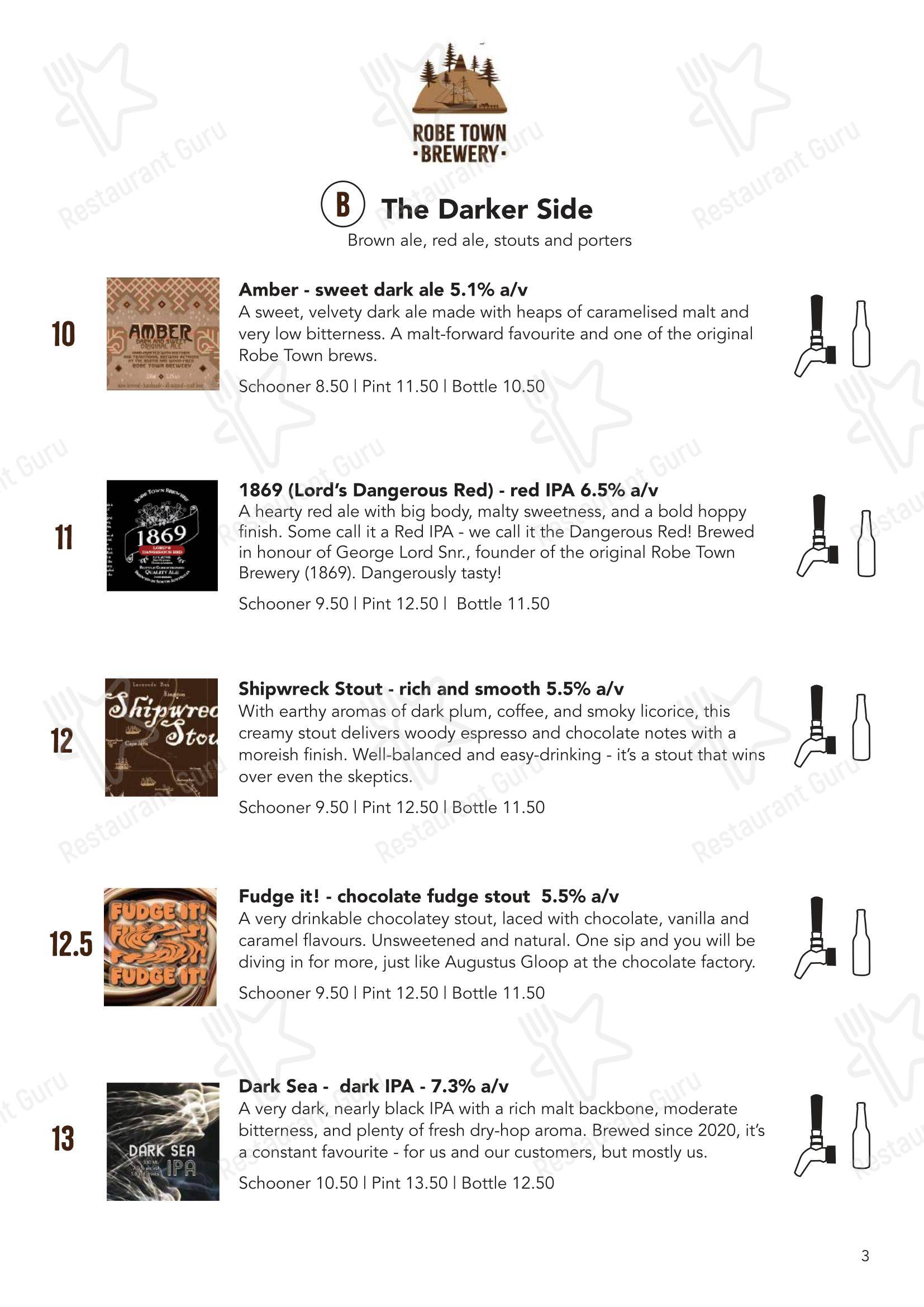 Меню напитков Robe Town Brewery в Робе