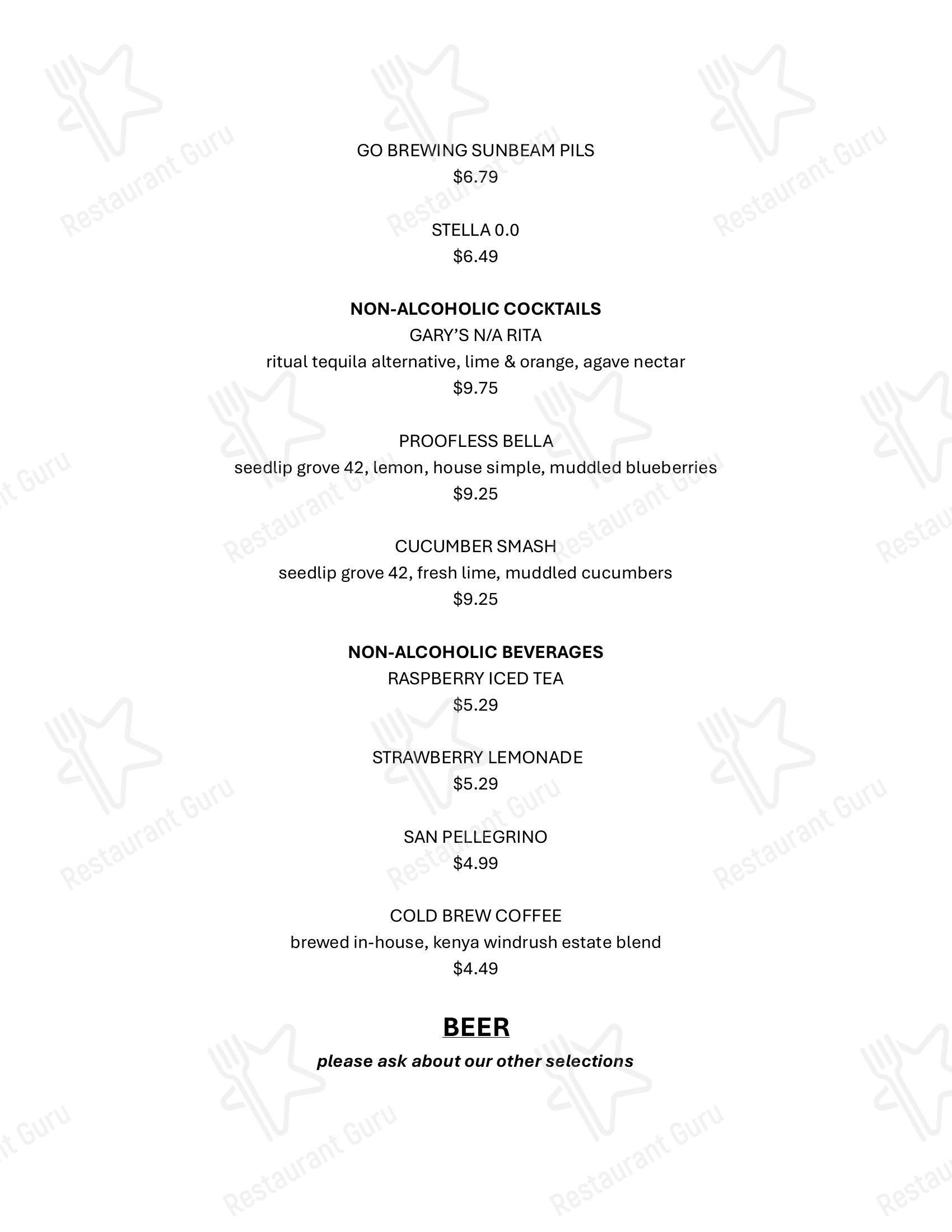 Меню Rusty Bucket Restaurant and Tavern - еда и напитки
