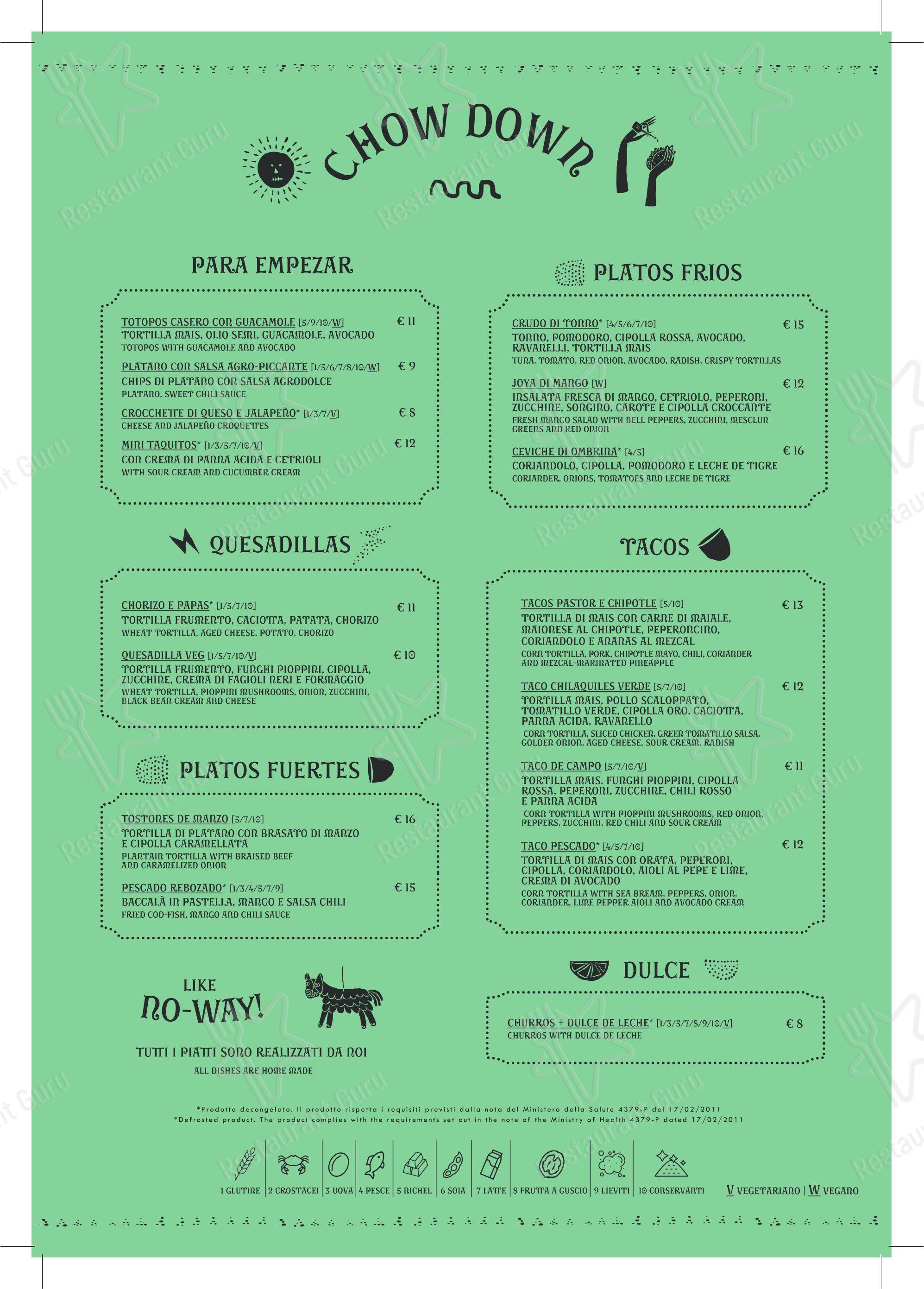 Takeaway Menu ресторана CAMPOCORI Restaurant