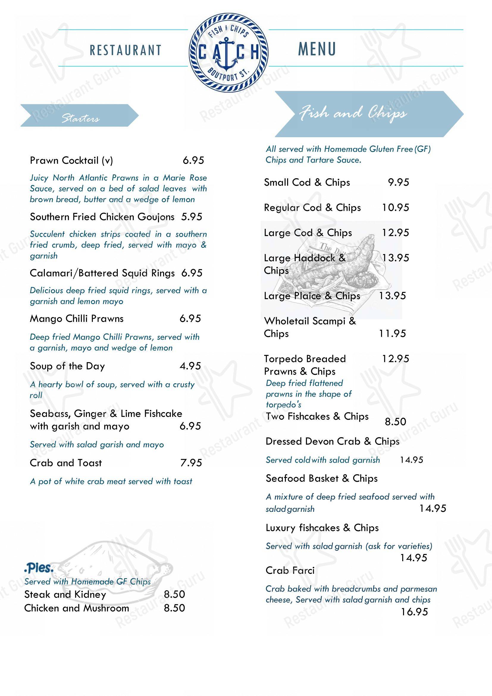 Меню ресторана CATCH Fish and Chips - Меню
