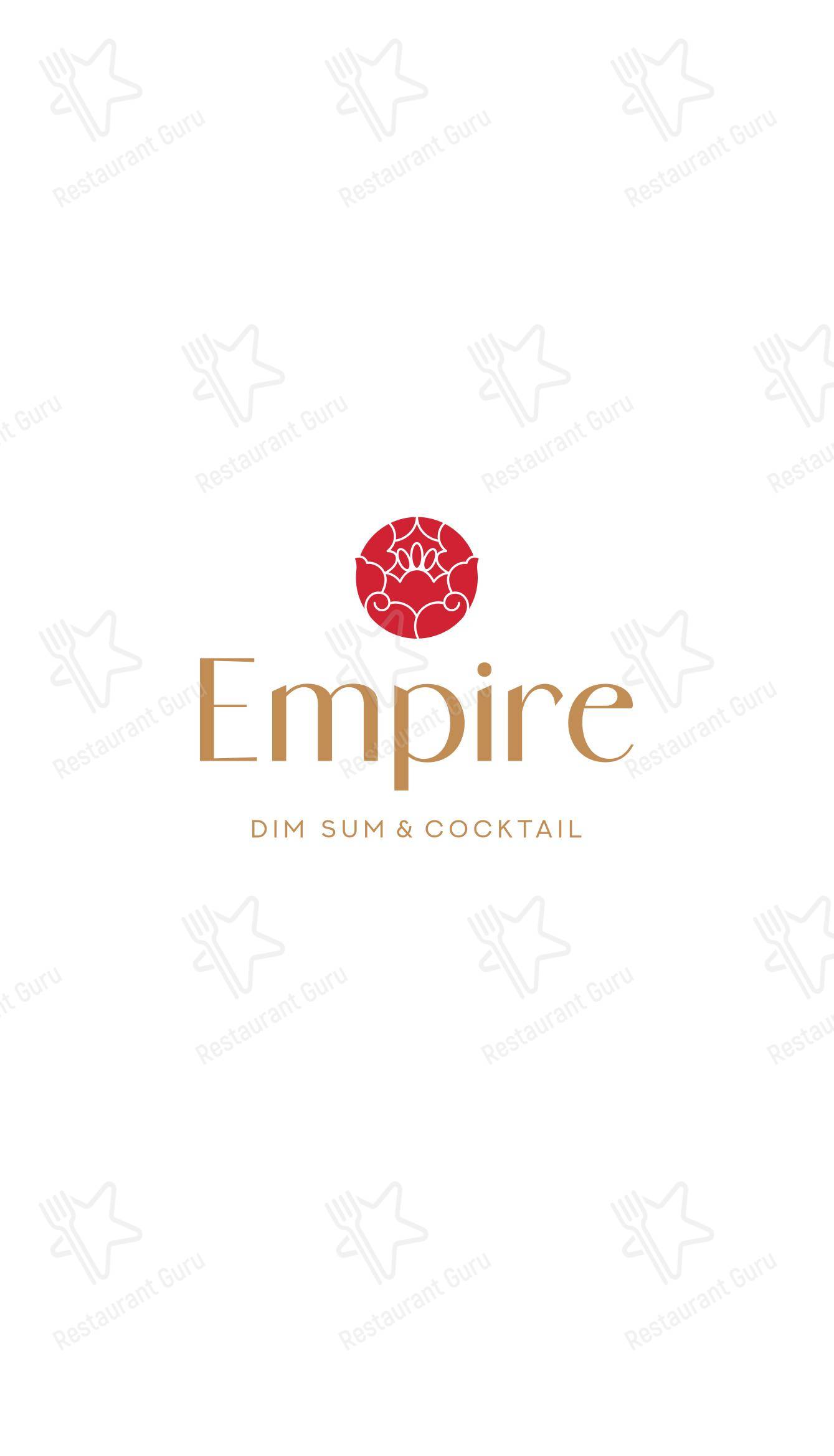 Меню для посетителей паба и бара Empire