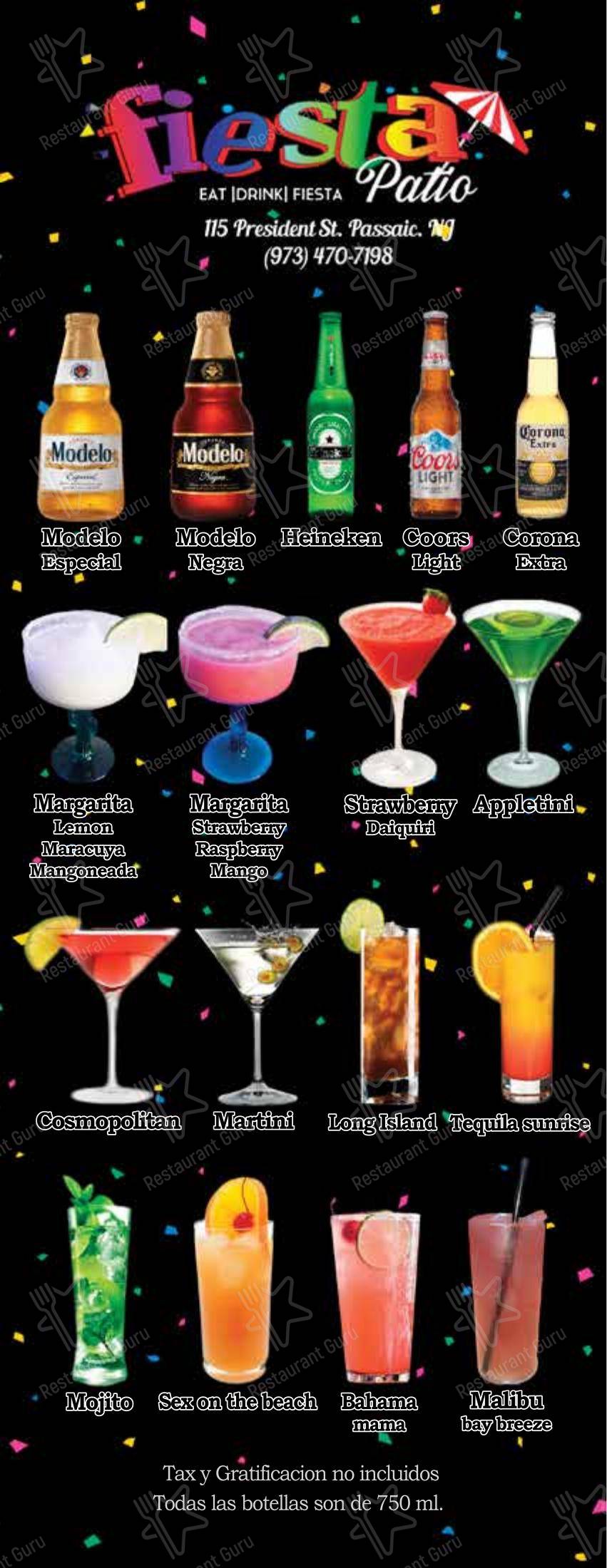 Fiesta Night Club & Restaurant в Пассаике - Меню