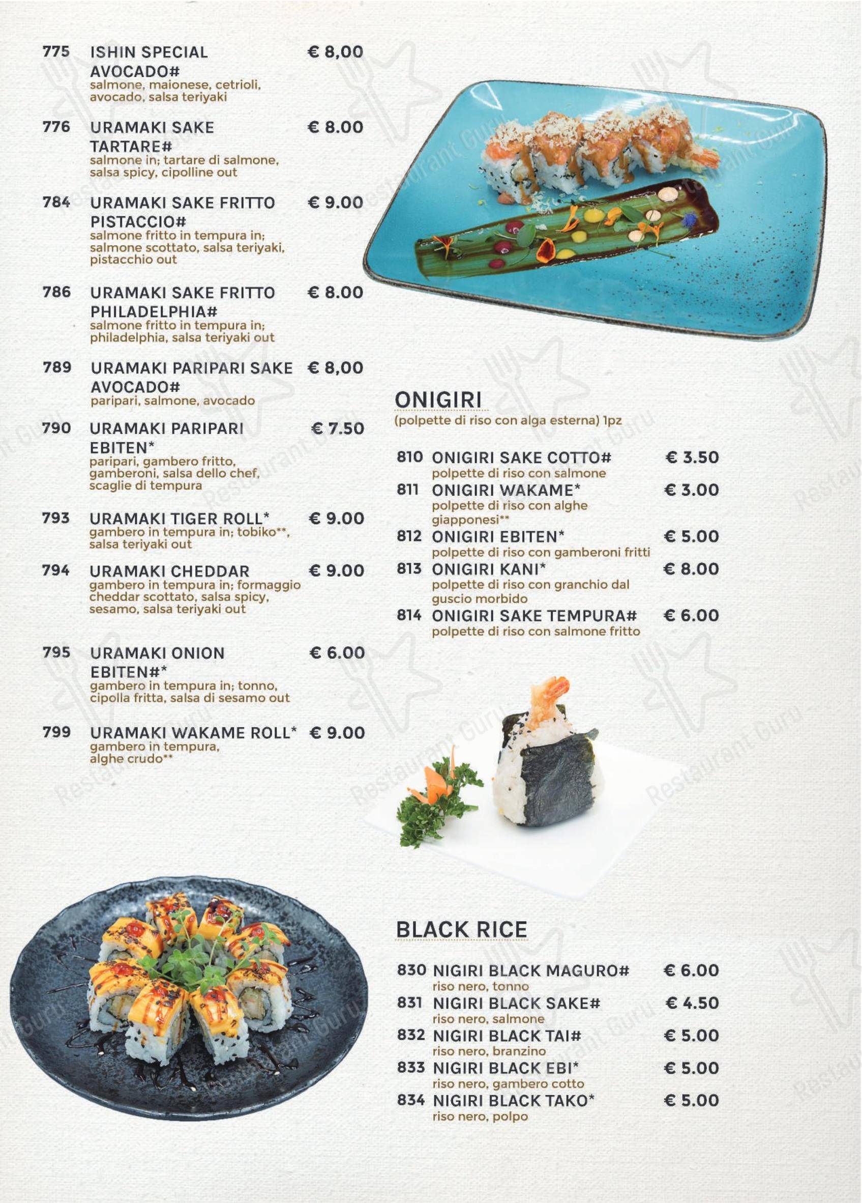 Меню ресторана Ishin Ristorante